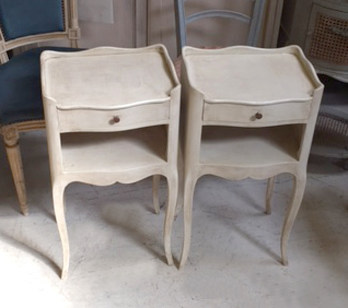 pair of painted vintage french bedside tables